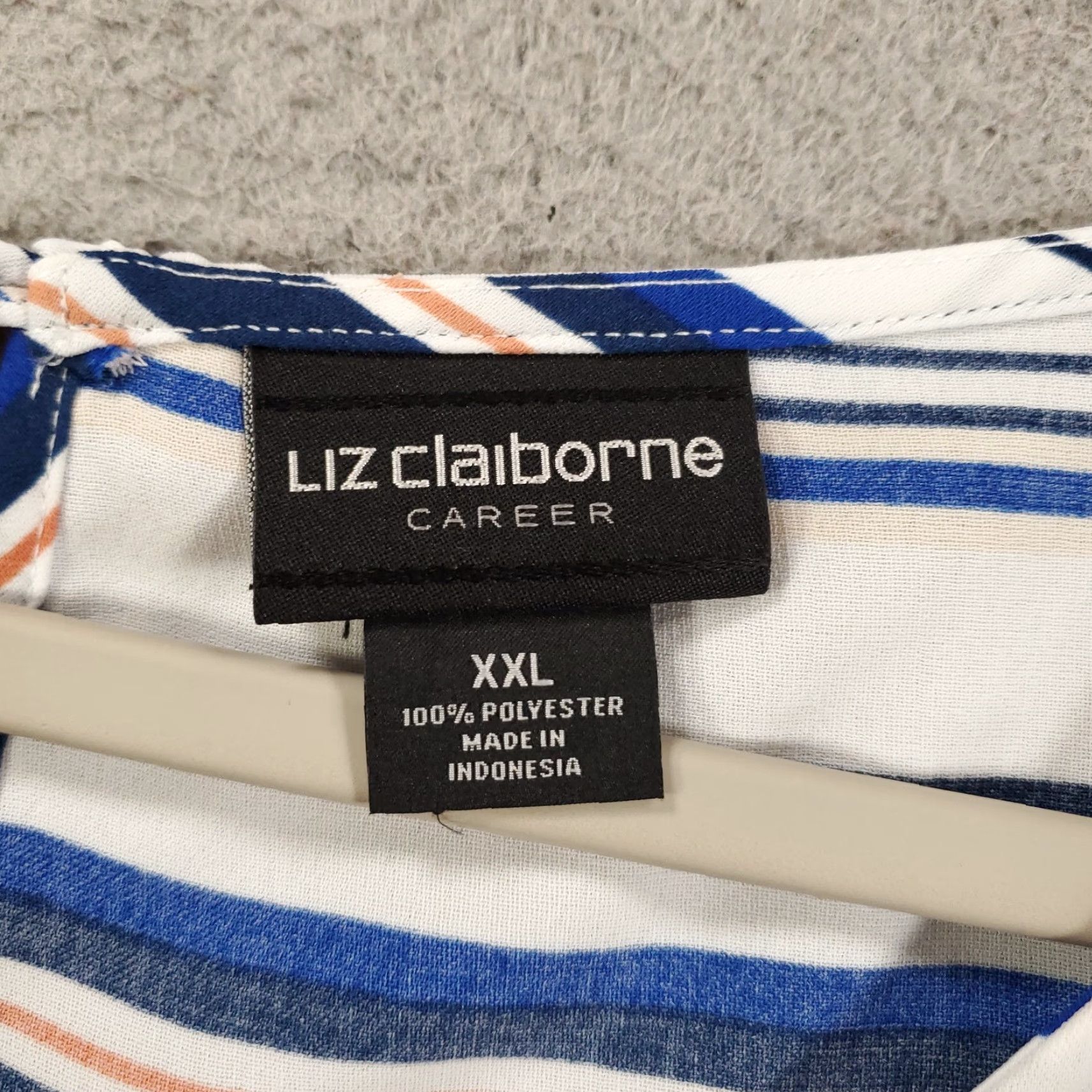 Liz Claiborne Liz Claiborne Tank Top Womens XXL White Blue Orange Striped Tie Front 2XL Size XXL / US 16-18 / IT 52-54 - 5 Thumbnail
