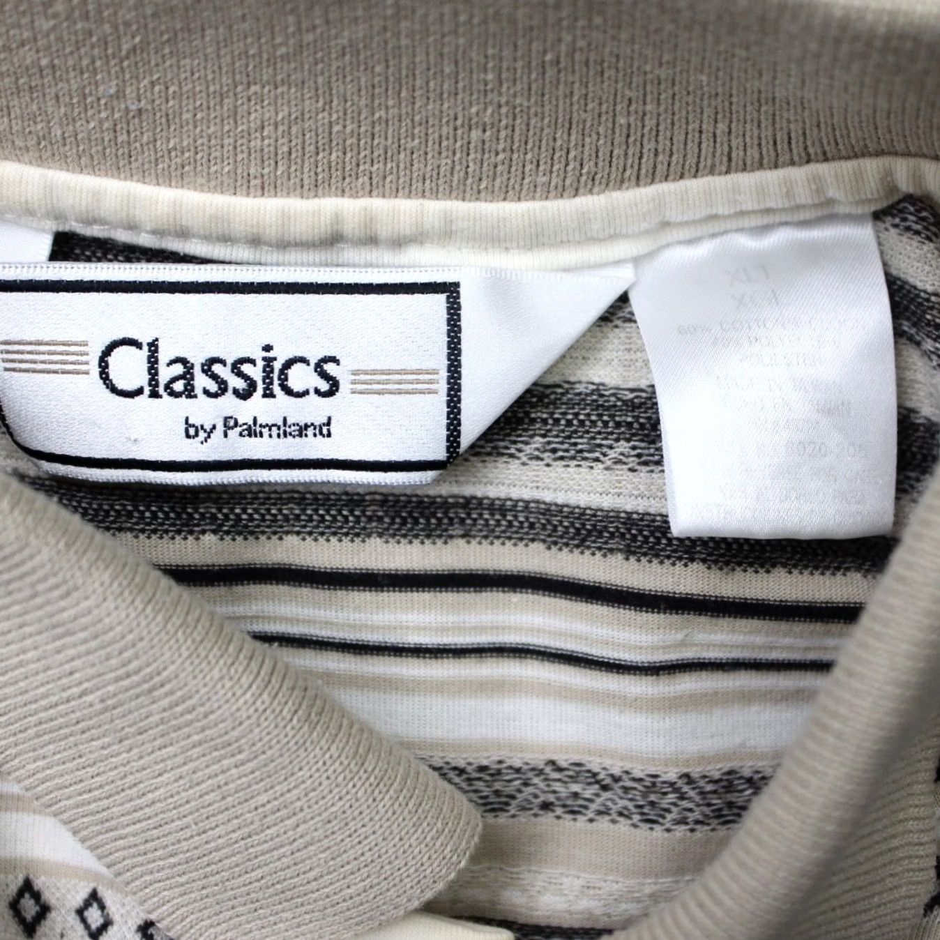 Vintage VINTAGE Classics by Palmland Polo Shirt Mens XLT XL -Tall Beige Geometric Short Sleeve Shirt Size US XL / EU 56 / 4 - 7 Thumbnail