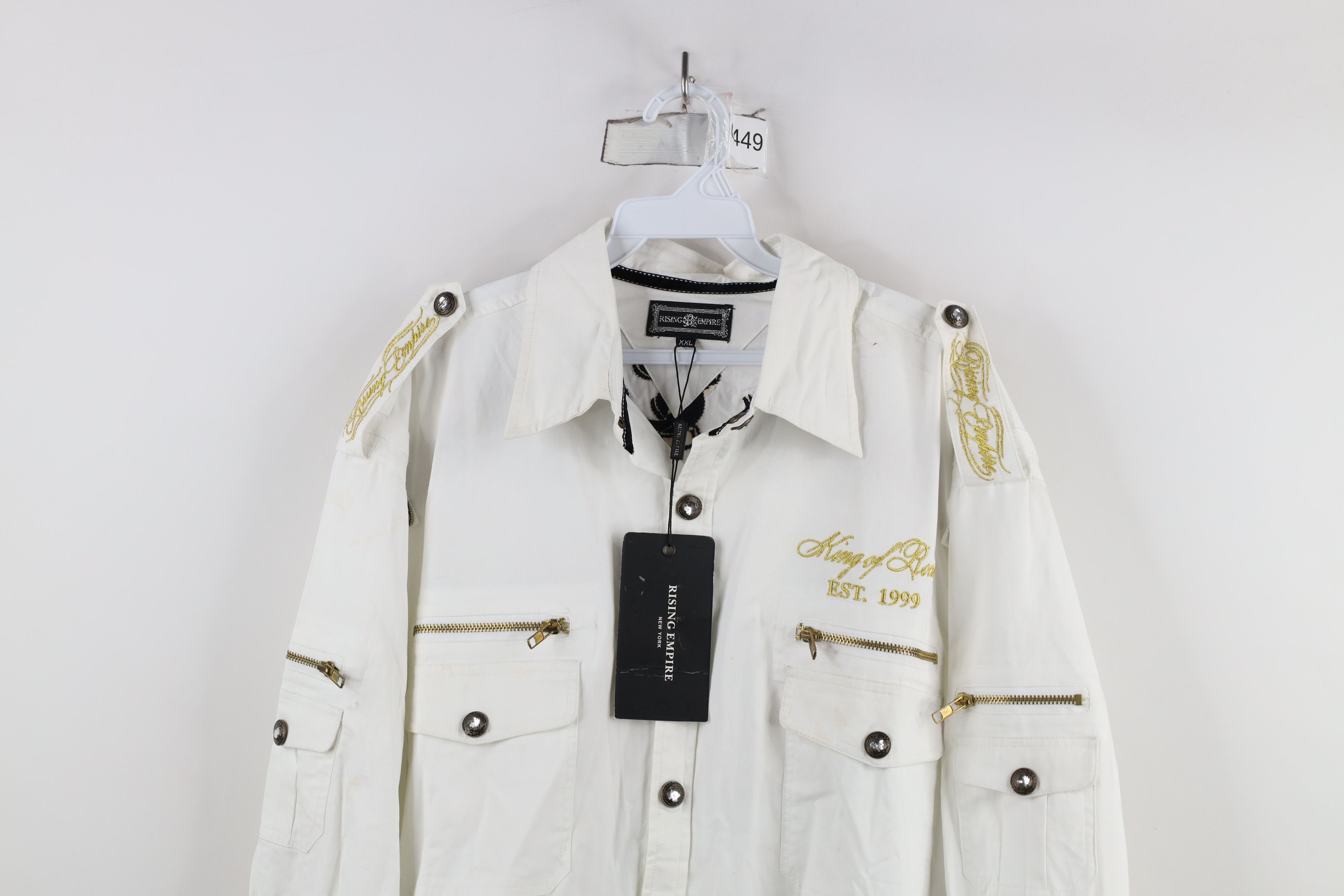 Vintage Deasdtock Vintage Y2K Rockabilly Born To Rock Button Shirt Size US XXL / EU 58 / 5 - 2 Thumbnail