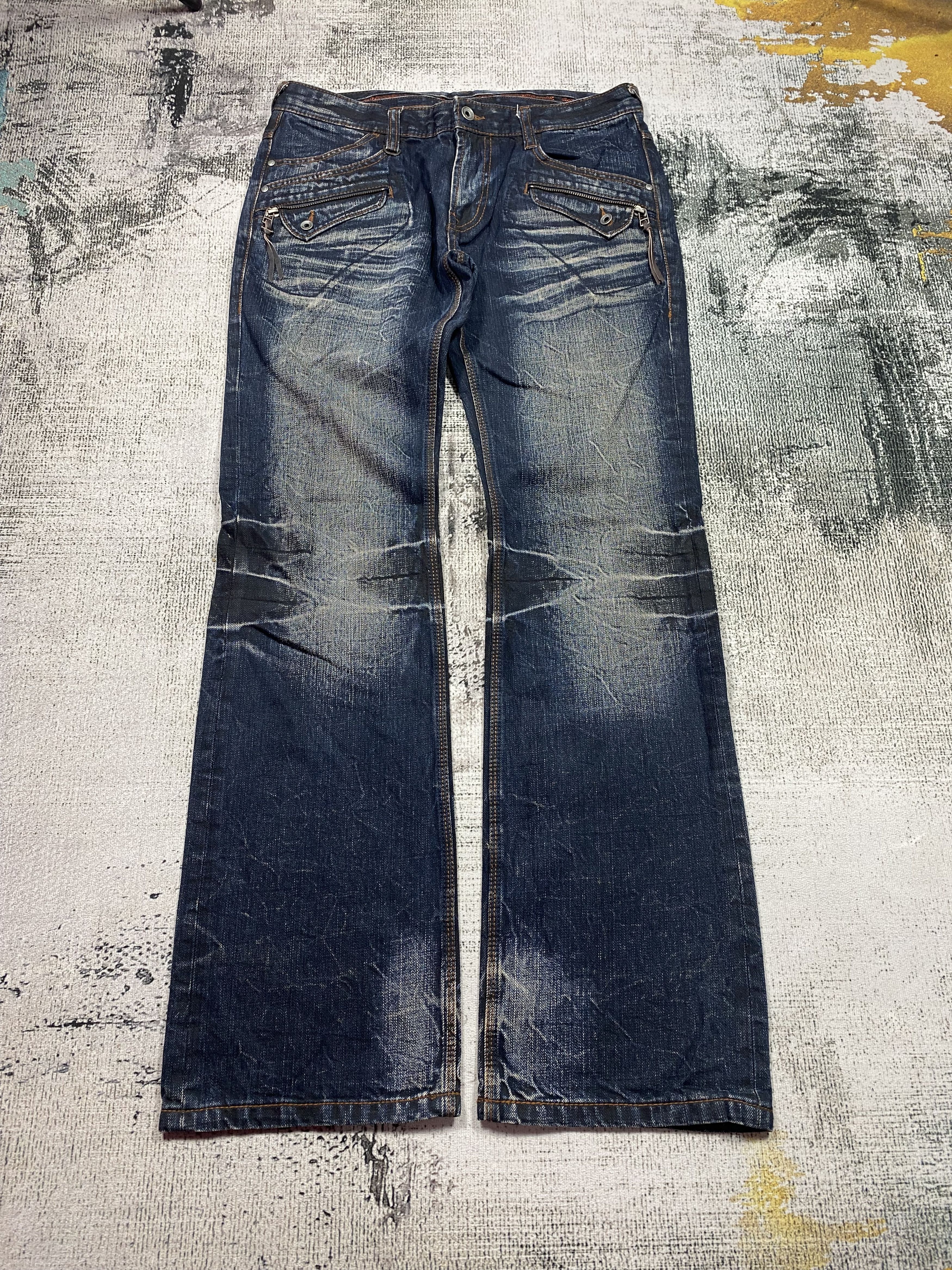 Japanese Brand × Nicole Club Japanese Bootcut Pants Rusty Whiskers Distressed Denim Size US 32 / EU 48 - 2 Thumbnail