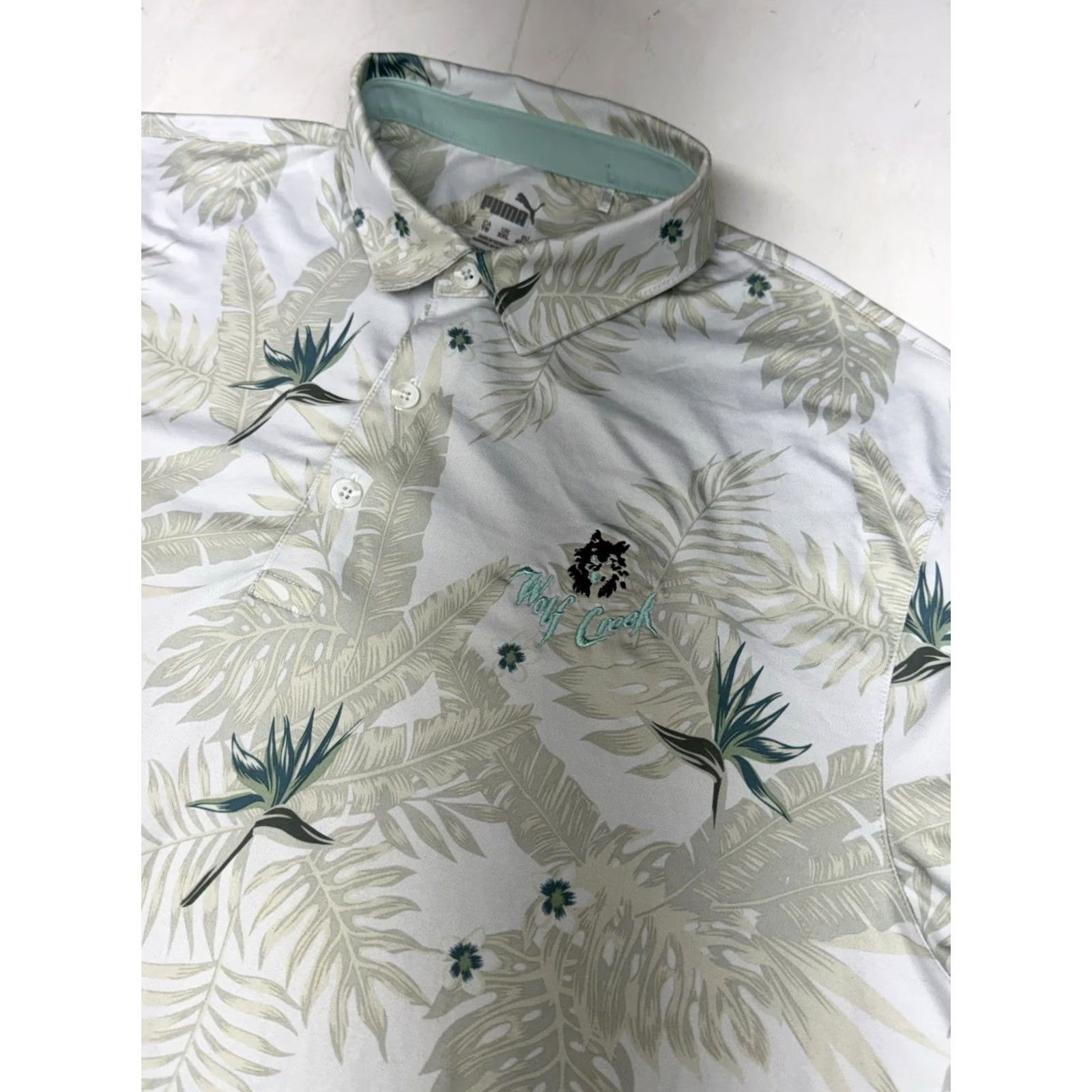 Puma PUMA Wolf Creek Golf Polo Mens XL Floral Embroidered Logo Breathable Lightweight Short Sleeve Multicolor Polo Shirt Size US XL / EU 56 / 4 - 2 Thumbnail