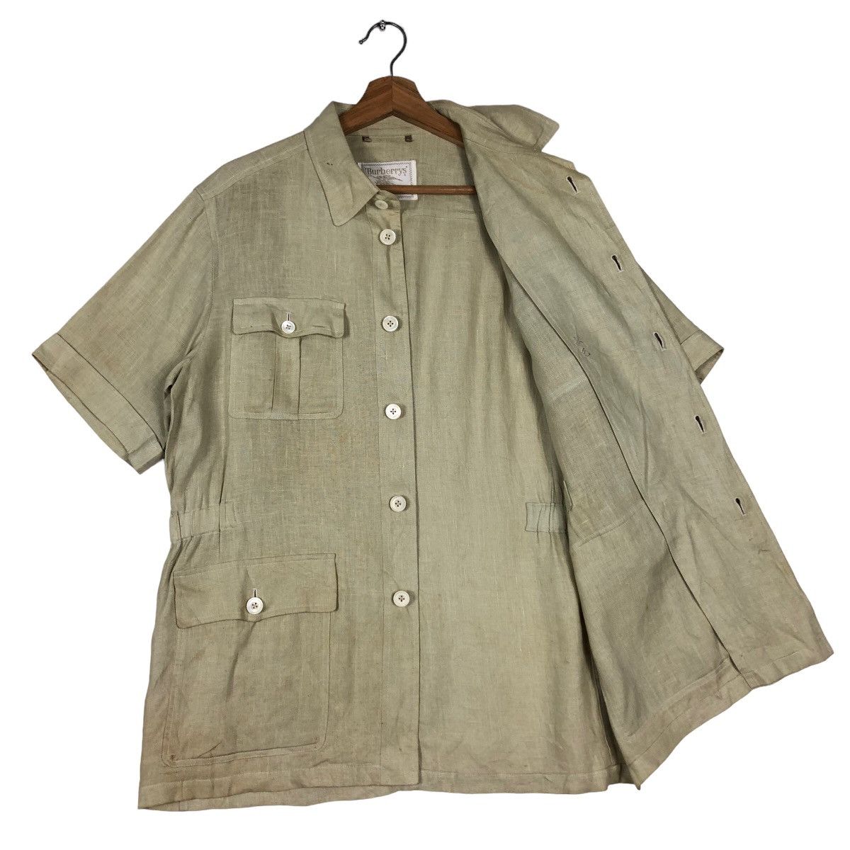 Burberry 🔥Vintage Burberrys Multi Pocket Cargo Short Sleeve Jacket Size US M / EU 48-50 / 2 - 8 Thumbnail