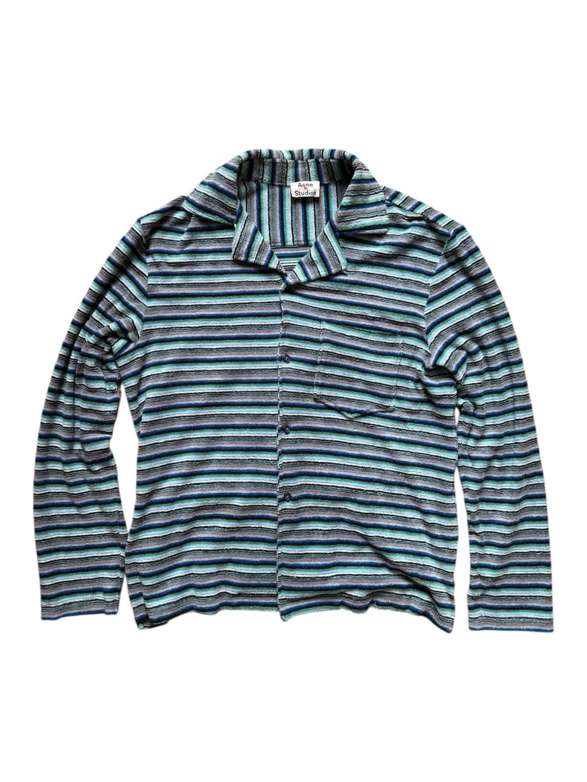 Striped Towel Knit Overshirt *Sample*