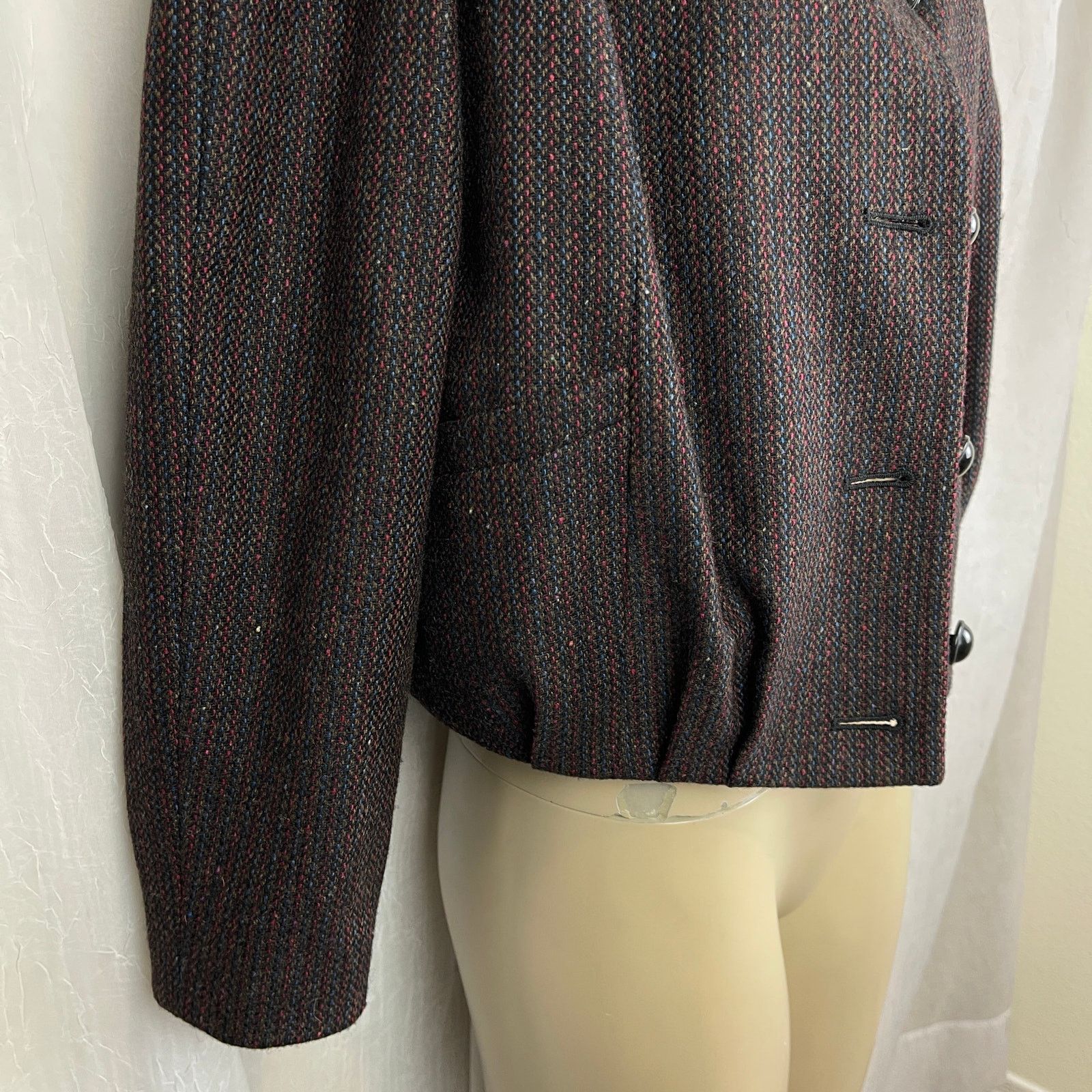 Vintage VTG Y2K Semantiks Cozy Tweed Jacket Brown Black Cottagecore Size M / US 6-8 / IT 42-44 - 16 Thumbnail