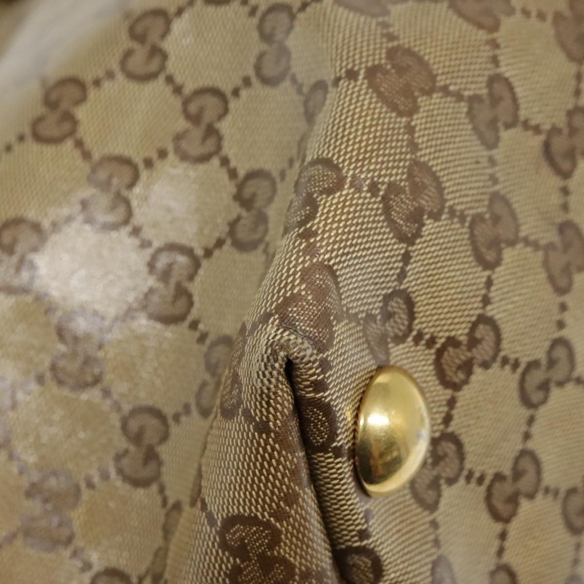 GUCCI GG Crystal Tote Bag Coated Canvas Beige White Silver