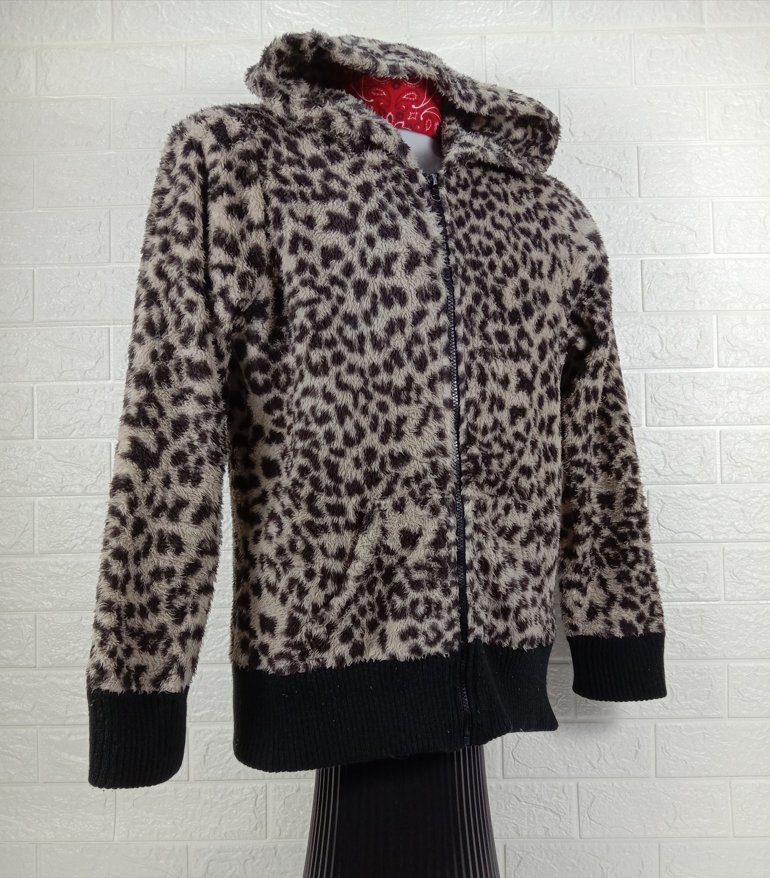 Japanese Brand Vintage Sorridere Leopard Fleece Zipper Hoodie Sweatshirt Size M / US 6-8 / IT 42-44 - 2 Thumbnail