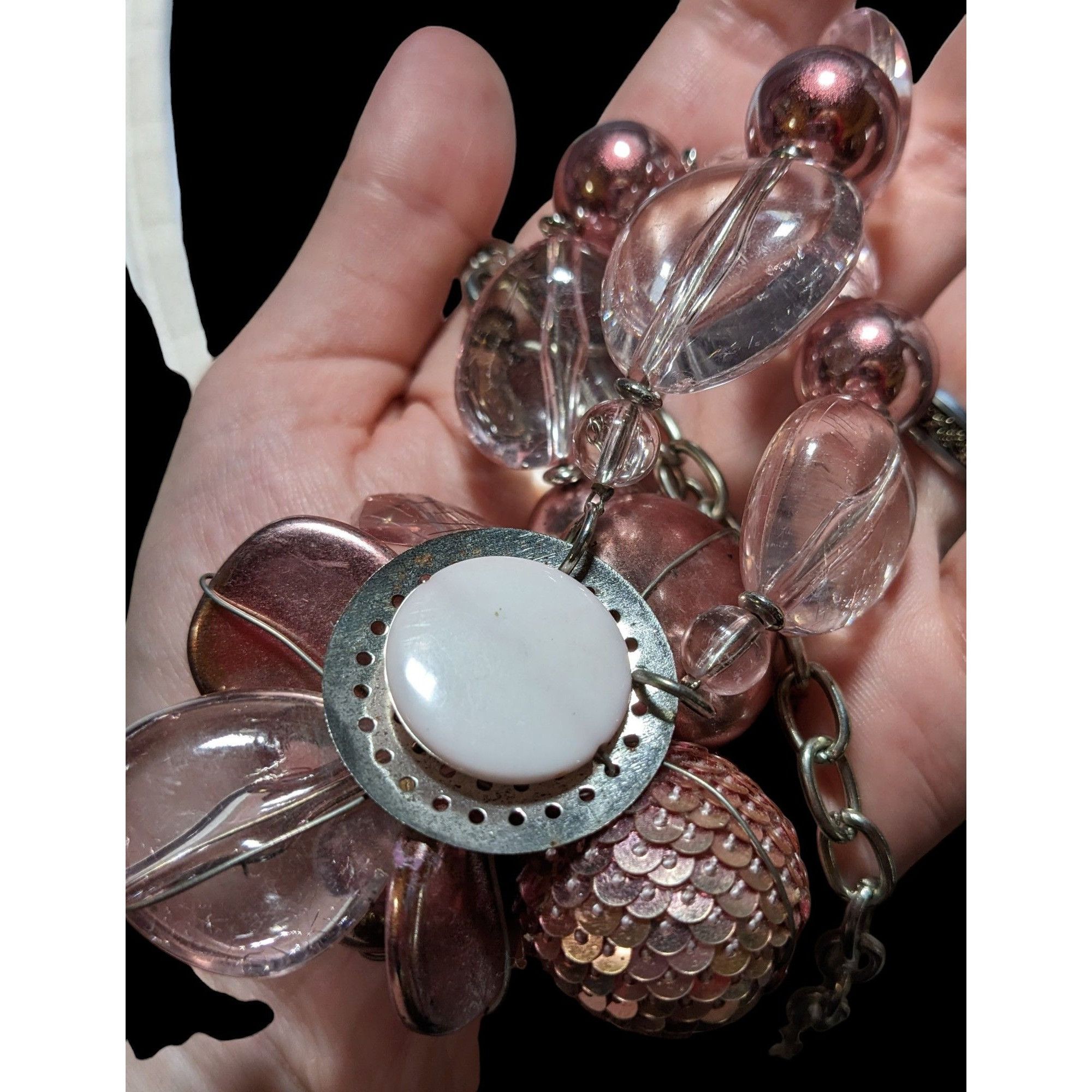 Other Pink Metallic Floral Statement Necklace Size ONE SIZE - 3 Thumbnail