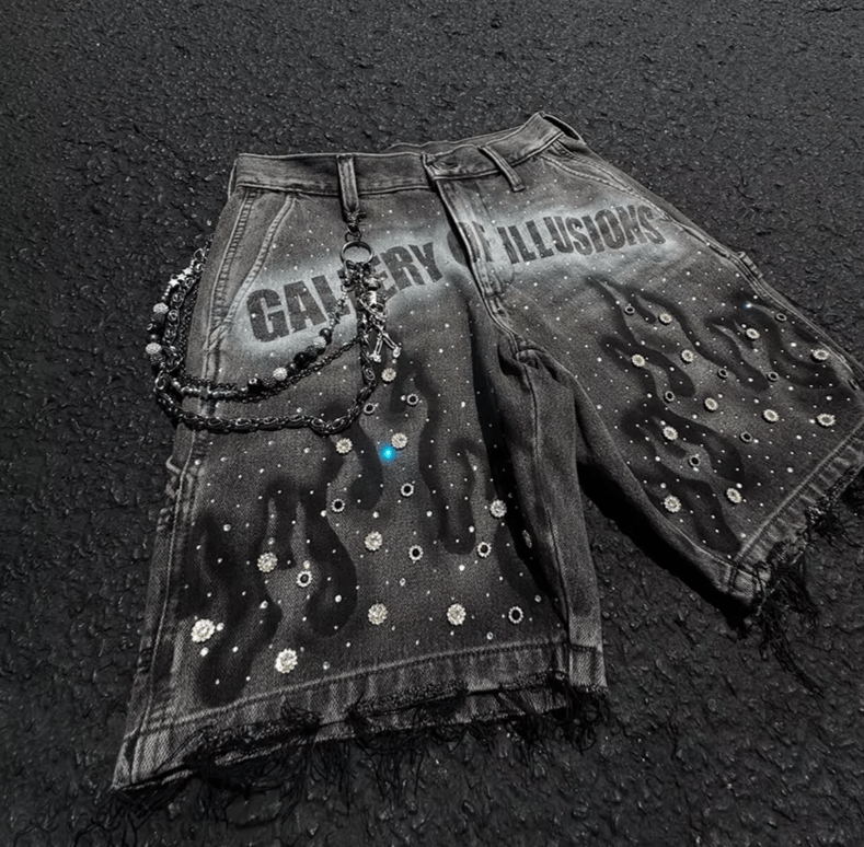 Japanese Brand 2 Distressed Jeans Retro Rhinestone Flame Size US 30 / EU 46 - 13 Thumbnail