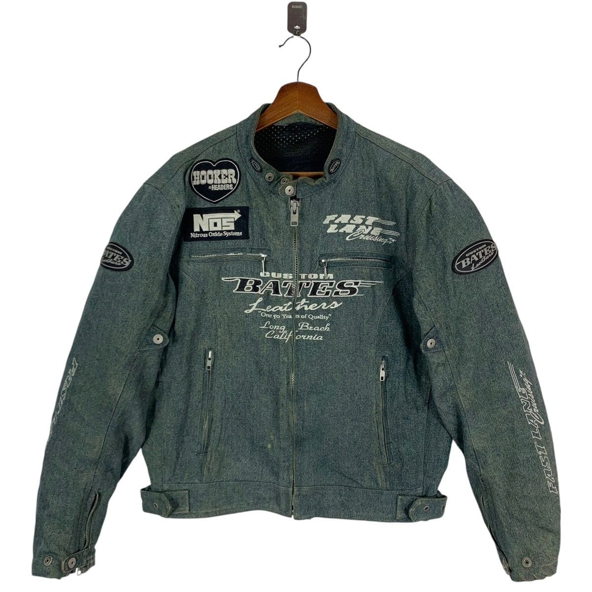 VINTAGE COSTUM BATES LEATHER PADDING BIKERS JACKET