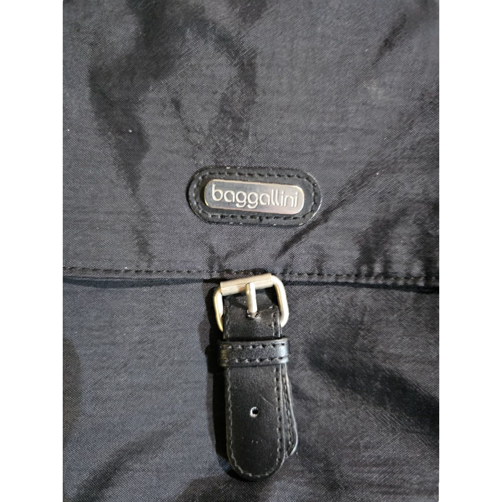 Vintage Baggallini Crossbody Handbag Nylon Multi Pocket Magnetic Flap Belt Buckle Black Medium Size ONE SIZE - 3 Thumbnail