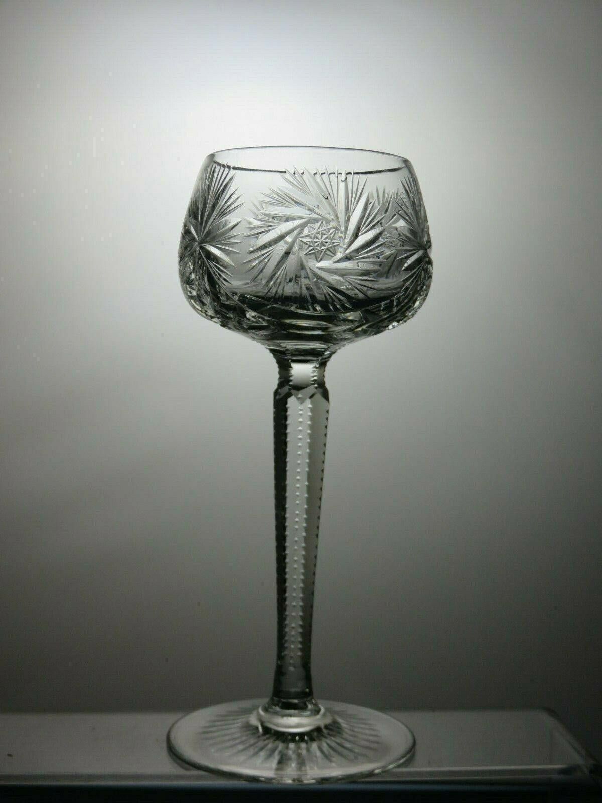 Other Bohemia Crystal "Pinwheel" Cut Glass Tall Hock Glass 7 1/2" Size ONE SIZE - 3 Thumbnail