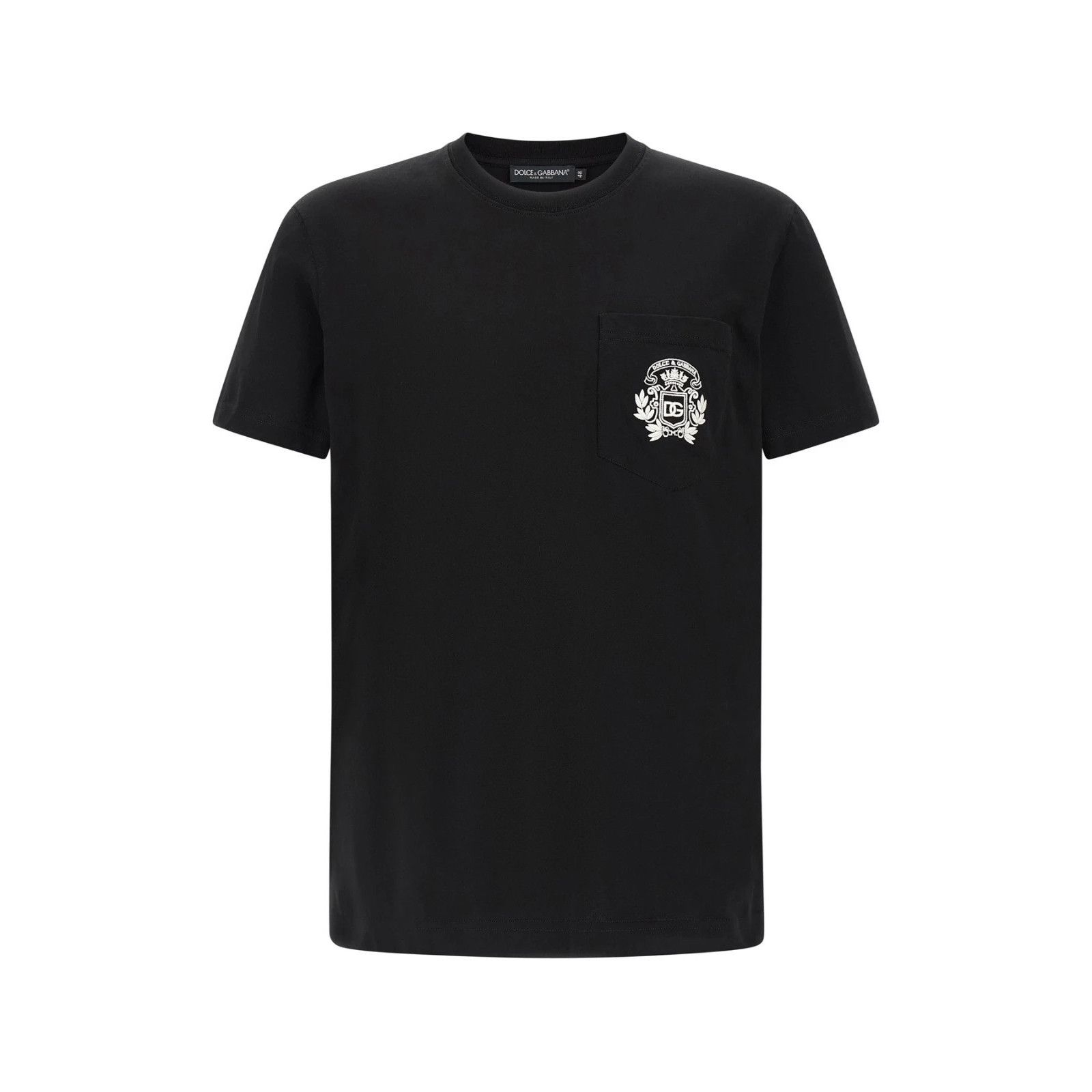 DOLCE & GABBANA DG Embroidered Black Cotton T-Shirt New & Au