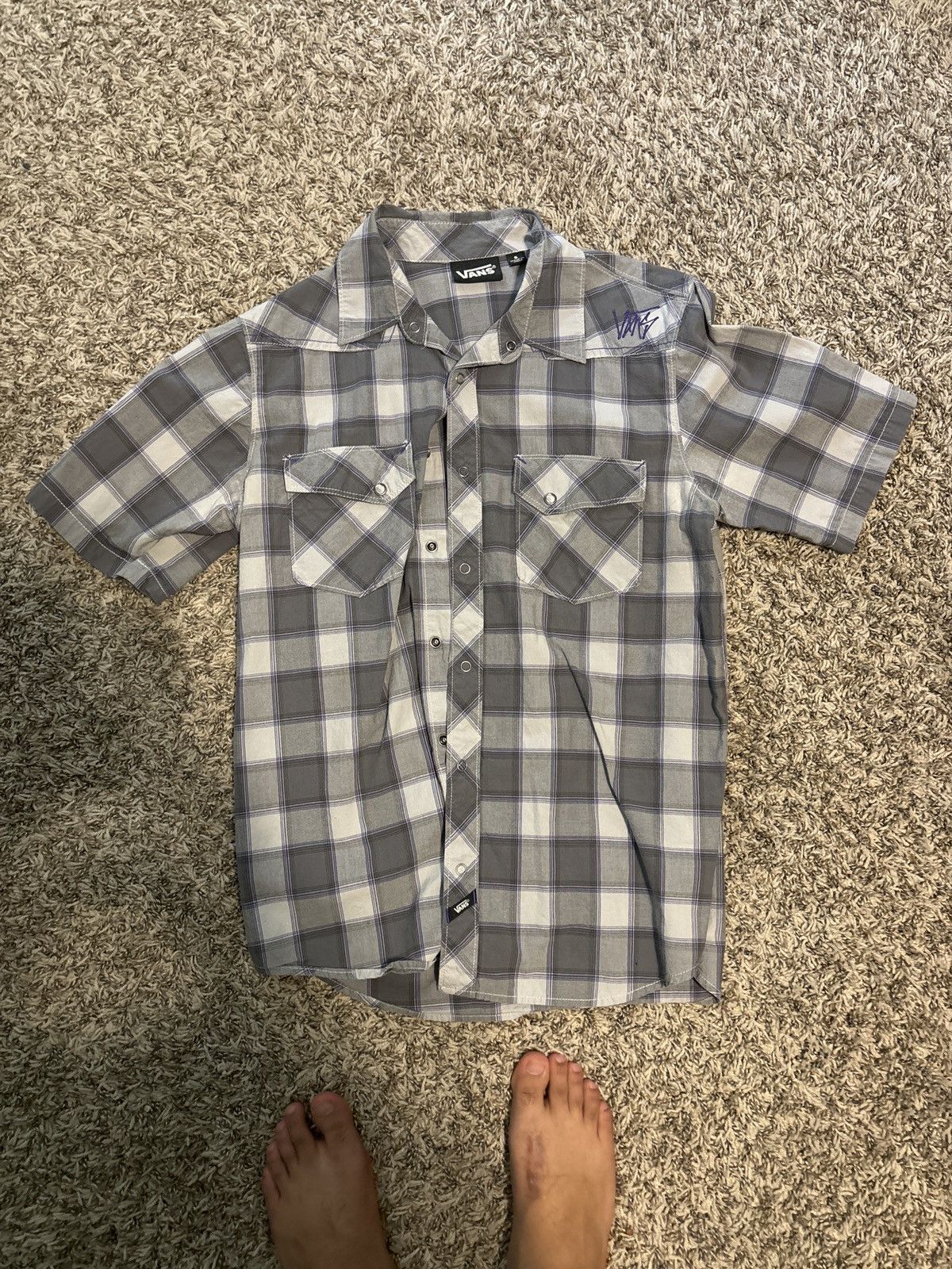 Image of Vintage Vans Shirt in Grey, Men's (Size Small)