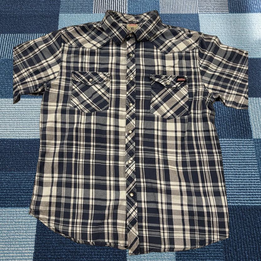 Dickies VINTAGE Dickies Western Pearl Snap Plaid Short Sleeve Cowboy Shirt Heavy Mens Medium Blue Size US M / EU 48-50 / 2 - 1 Thumbnail