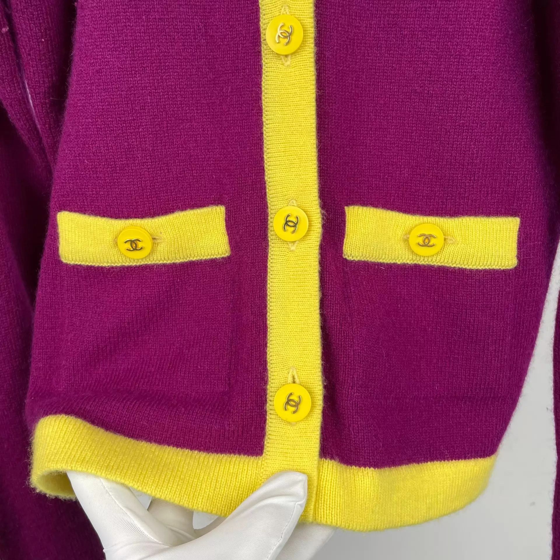 Chanel Chanel Purple & Yellow Cashmere 2-Piece Cardigan 38 Size S / US 4 / IT 40 - 8 Thumbnail