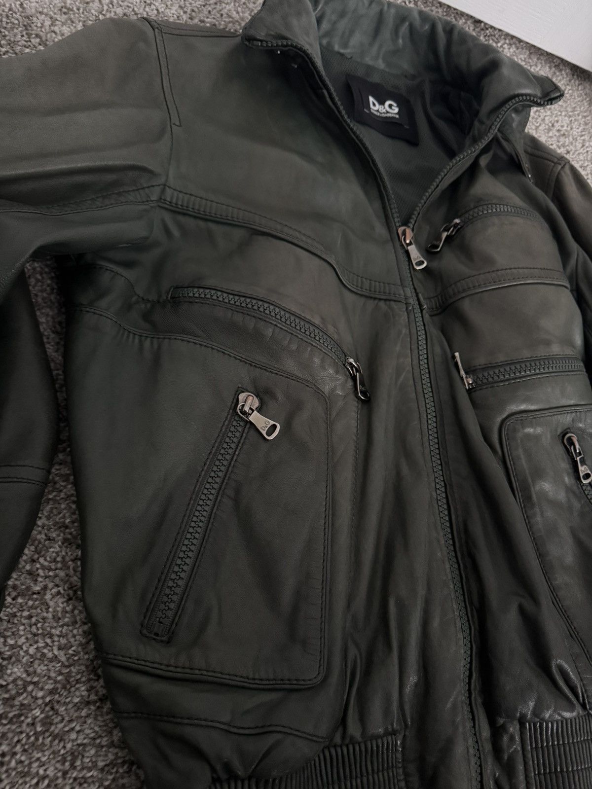 Dolce & Gabbana Dolce Gabbana Vintage Zip Leather Jacket Lambskin Green Sz50 Size US M / EU 48-50 / 2 - 9 Thumbnail