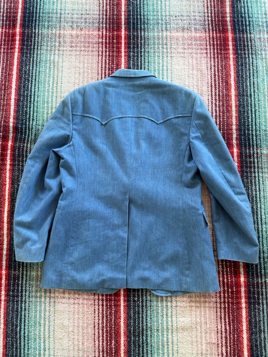 Vintage 80s Montgomery Ward Chambray Western Blazer 43R Size 44R - 4 Thumbnail
