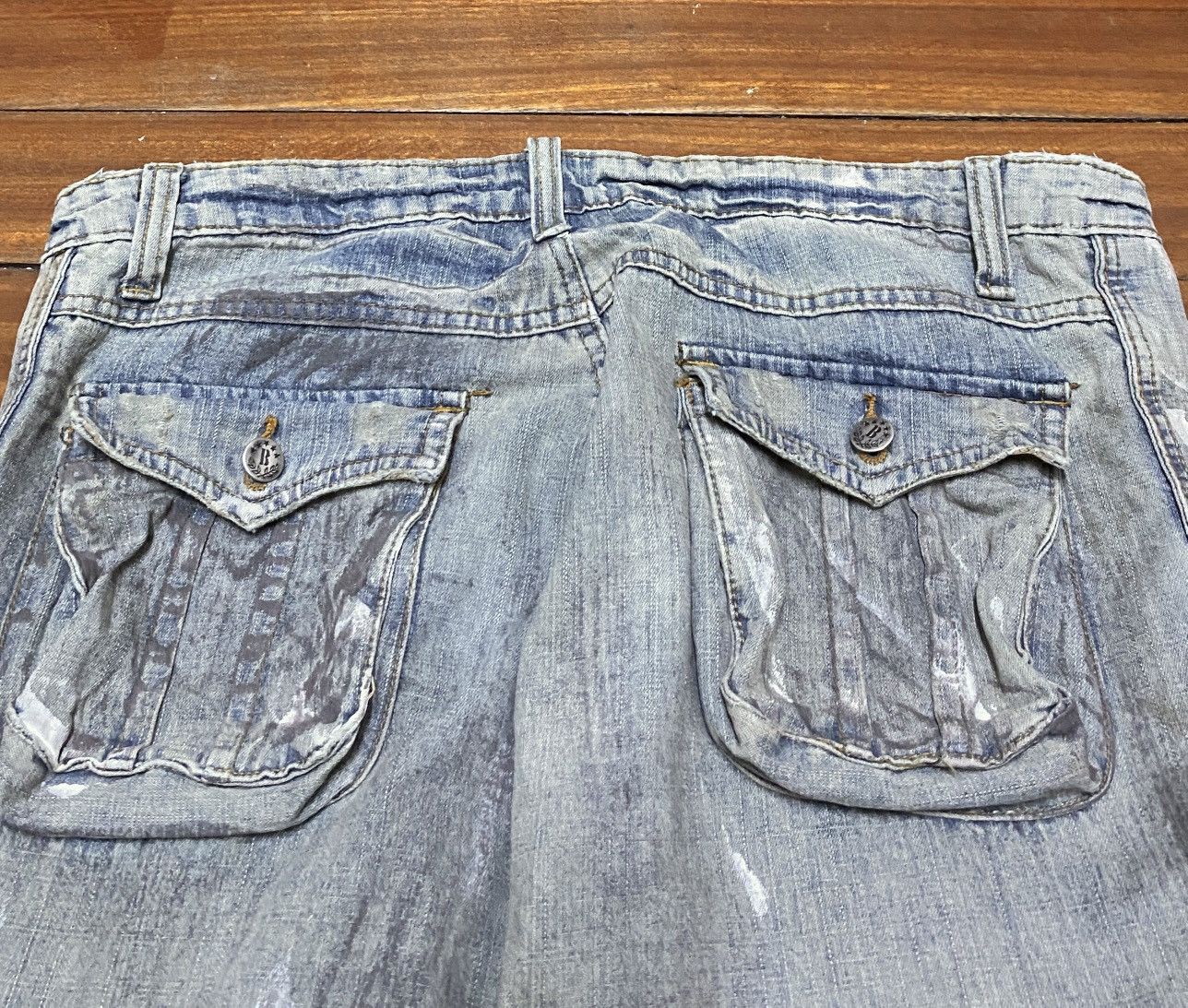 14th Addiction Very Rare Vintage Brand B.Blue Tactical Waxed Jeans 2000s Size US 36 / EU 52 - 4 Thumbnail