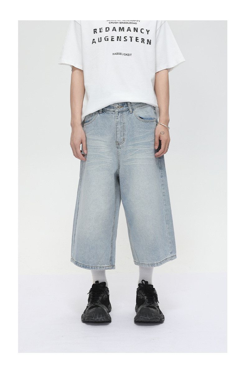 Japanese Brand × Jean American style distressed retro straight loose denim shorts Size US 32 / EU 48 - 1 Thumbnail