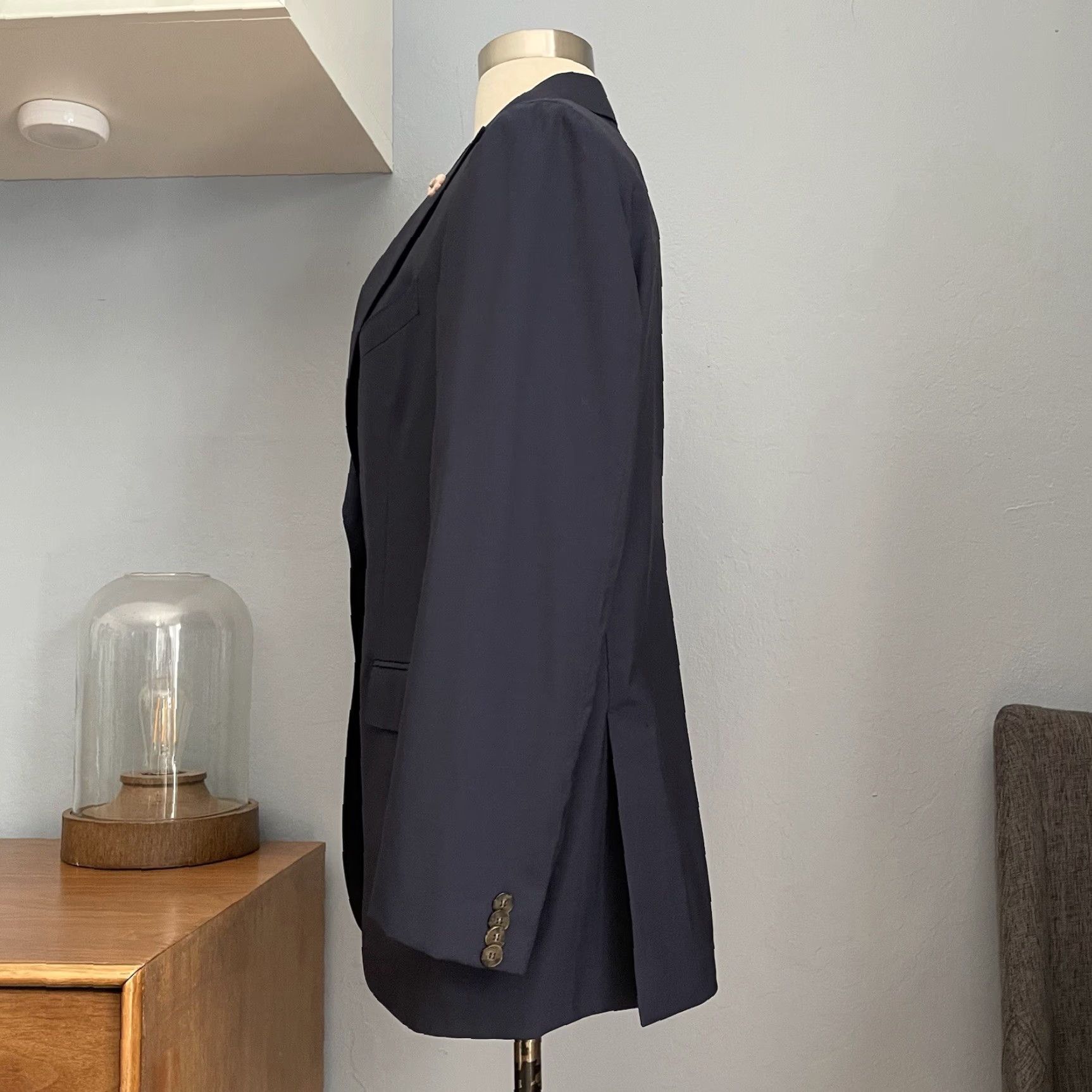 Lardini Lardini Navy Blue Two Button Wool Blazer Jacket Regular 46 Men's Notch Lapel, Single-Breasted, Italian, Classic Luxury Blazer Size 46R - 5 Thumbnail