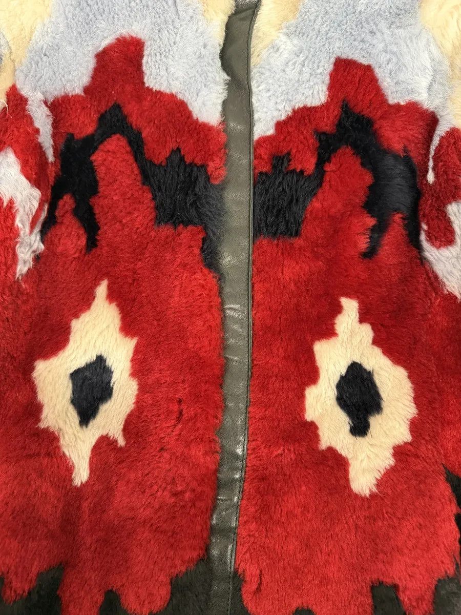 Emporio Armani FW2015 Emporio Armani Red & Blue Abstract Lamb Shearling Jacket Size M / US 6-8 / IT 42-44 - 8 Thumbnail