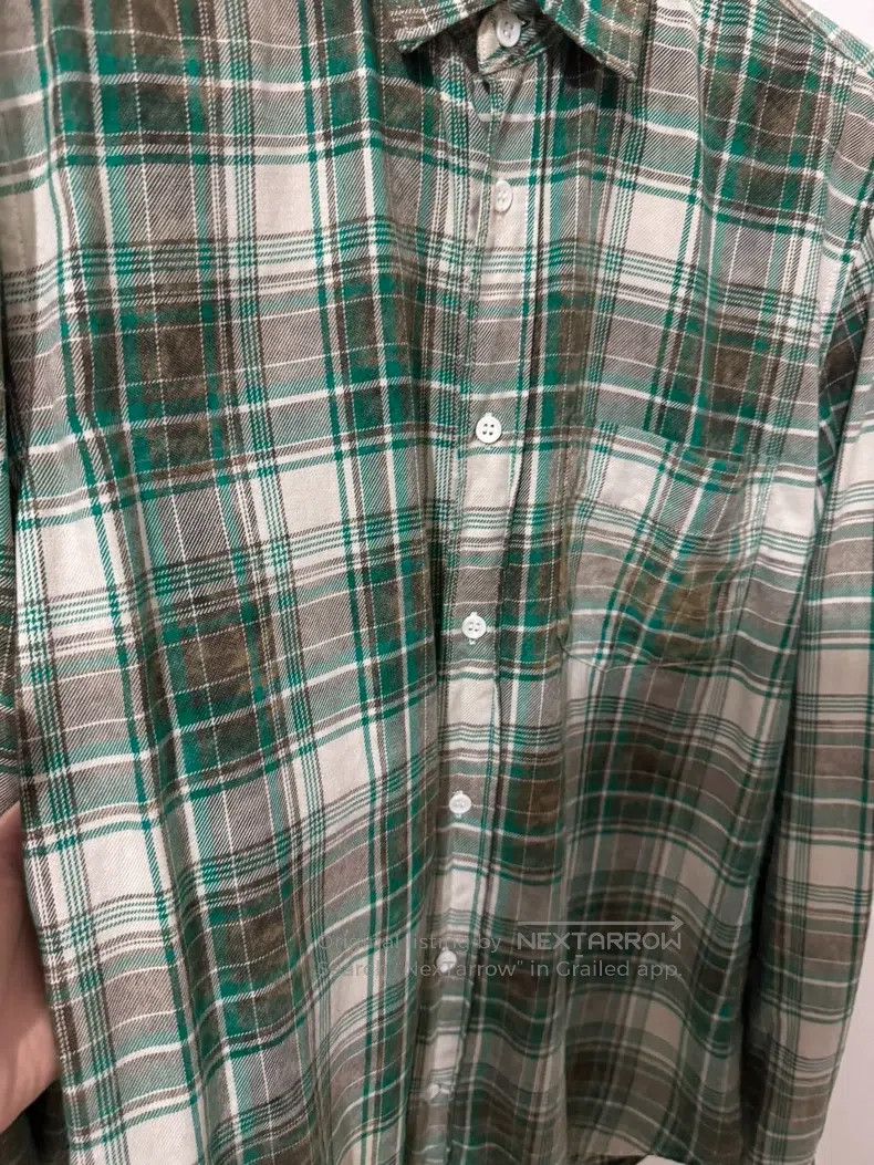 Saint Laurent Paris Saint Laurent Paris Mud-Dyed Green Checkered Shirt Size XS / US 0-2 / IT 36-38 - 3 Thumbnail