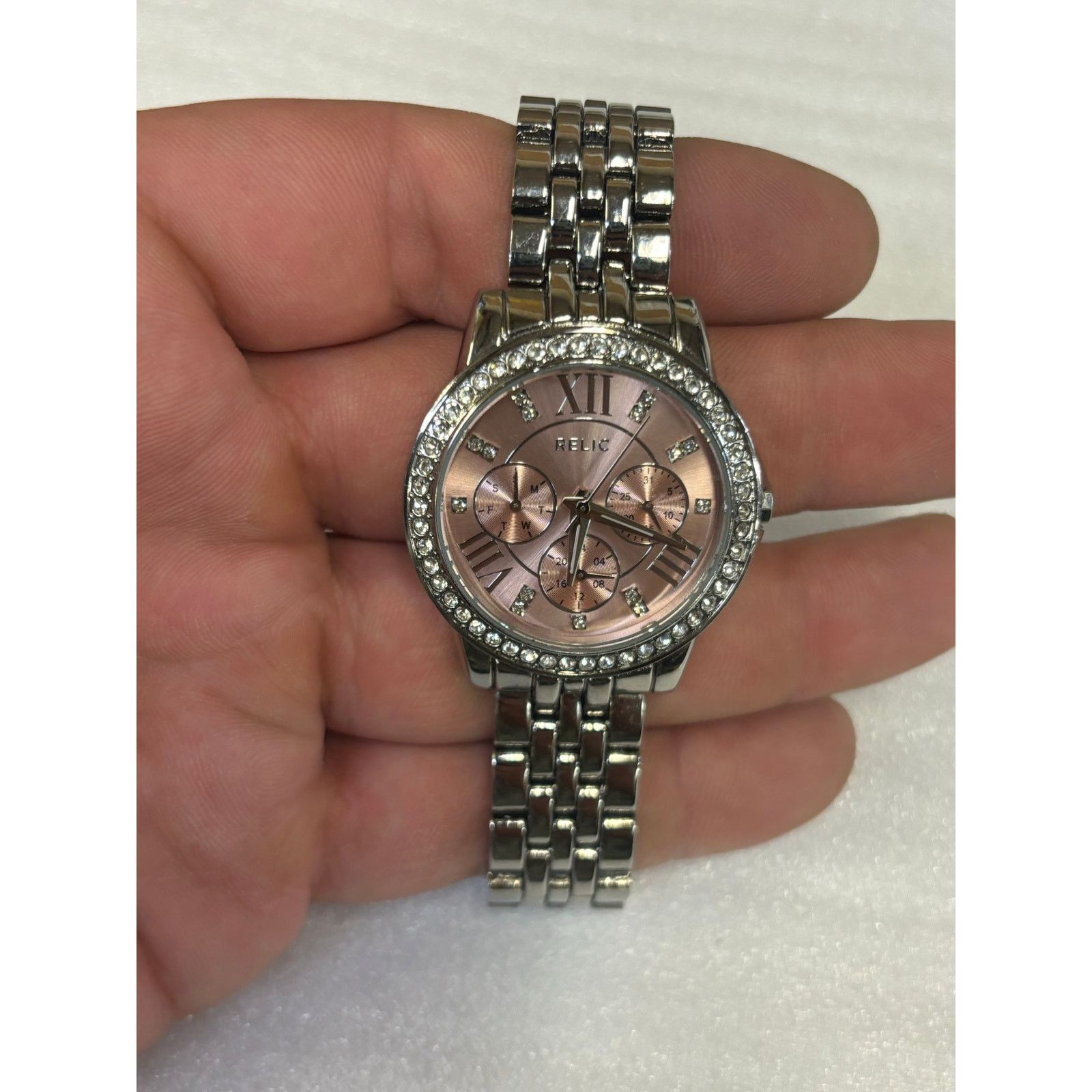 Relic Relic Silver Tone Pink Dial Womens Watch! New Battery. Size ONE SIZE - 9 Thumbnail