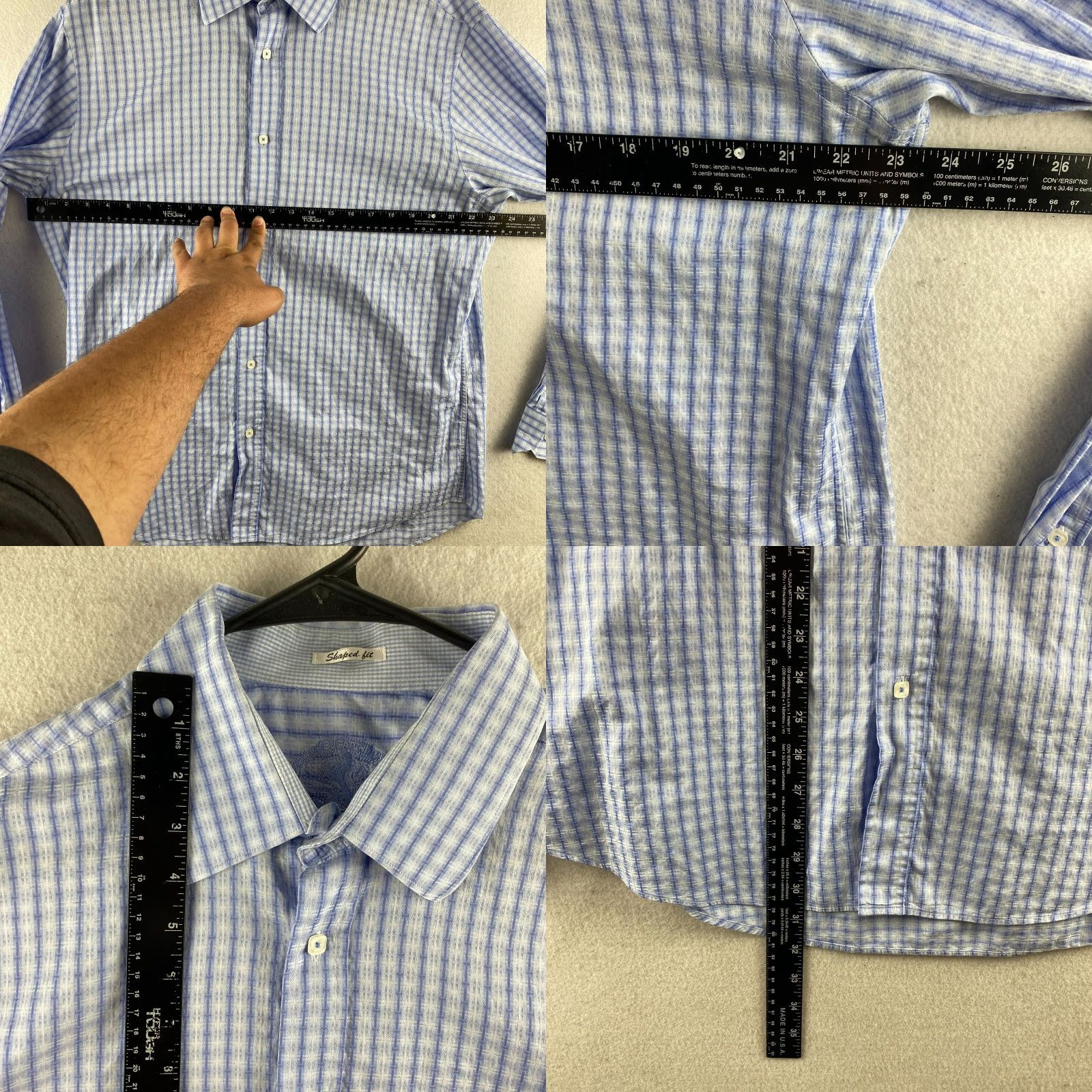 BUGATCHI Bugatchi Button-Up Shirt Mens XL Multicolor Check Shaped Fit Long Sleeve Collar Size US XL / EU 56 / 4 - 8 Thumbnail