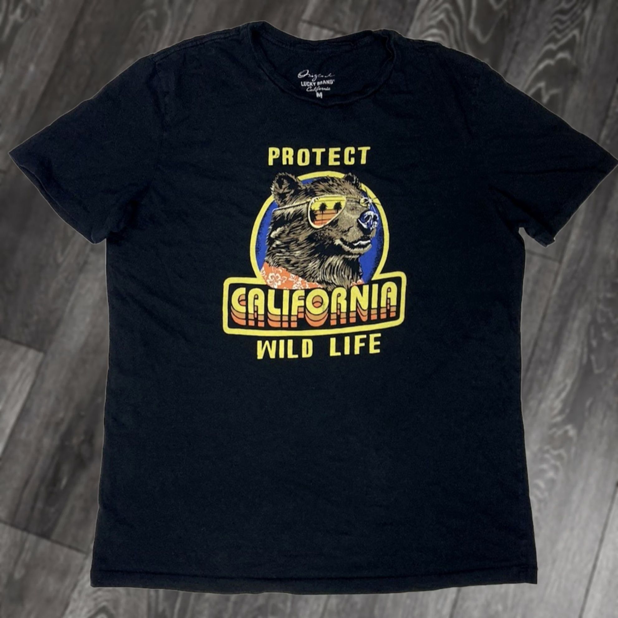 Lucky Brand Lucky Brand Protect California Wild Life Bear Graphic T-shirt Men Medium Black Size US M / EU 48-50 / 2 - 1 Thumbnail