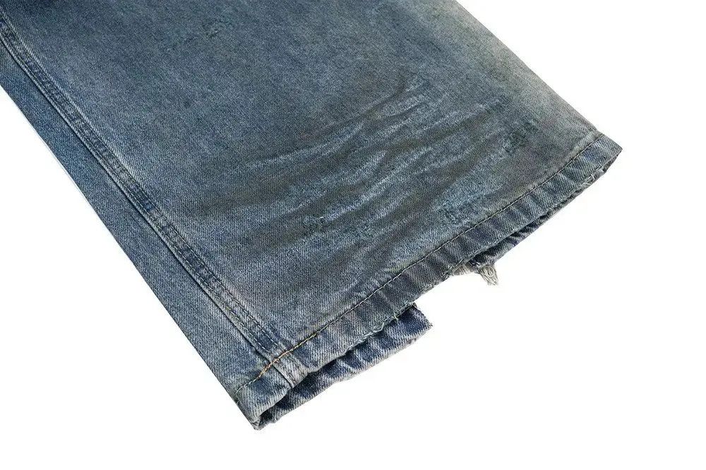 Japanese Brand × Jean Custom Distressed Ripped Hole Baggy Jeans Pants y2k Size US 33 - 3 Thumbnail