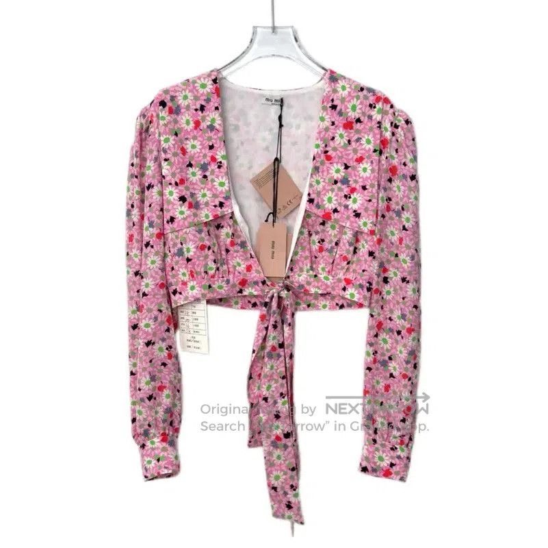 Miu Miu Miu Miu Pink Cotton Blend Crop Top . Size S / US 4 / IT 40 - 1 Thumbnail