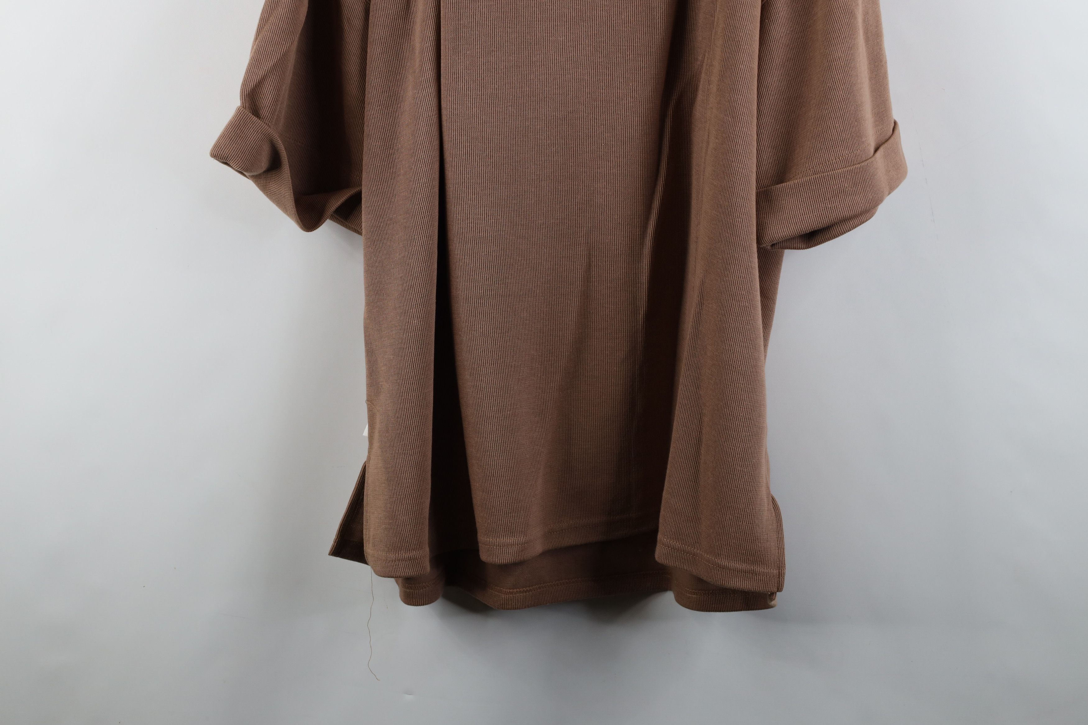 Express × Vintage Vintage 90s Express Baggy Thermal Ribbed Knit T-Shirt Brown Size L / US 10 / IT 46 - 12 Thumbnail