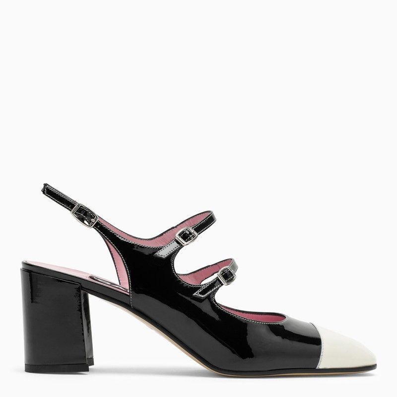 image of Carel Paris Papaia Ivory/black Patent Leather Slingback Shoes, Women's (Size 7)