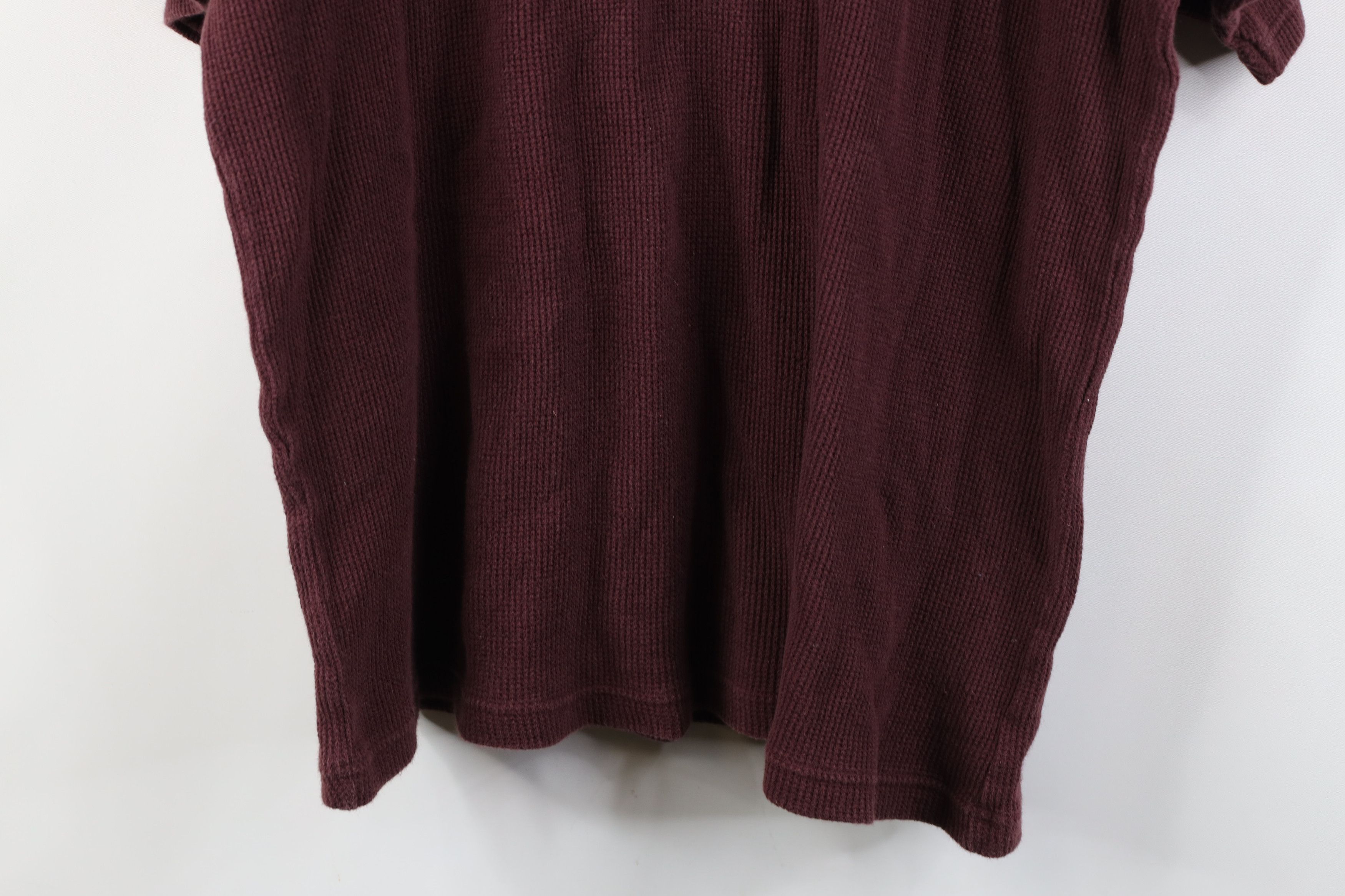Vintage Vintage 90s Streetwear Thermal Waffle Knit T-Shirt Burgundy Size US XL / EU 56 / 4 - 12 Thumbnail