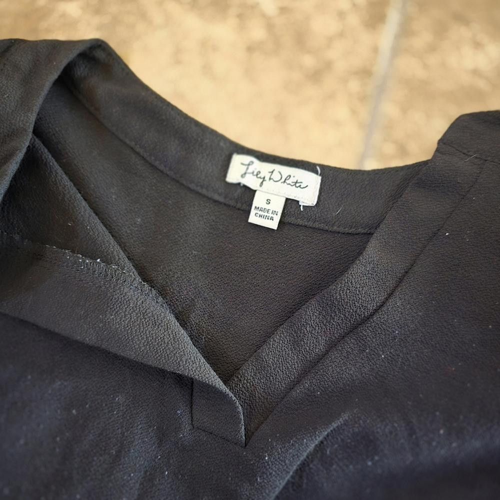 Designer Black Long Lily White Dressy Blouse Size S / US 4 / IT 40 - 3 Thumbnail