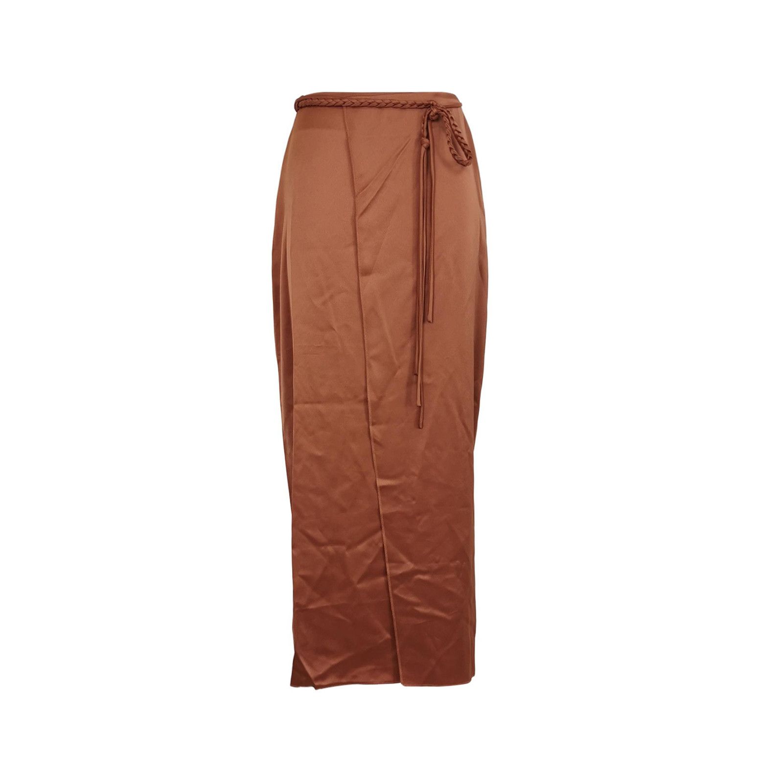 Nanushka Nanushka Brown Satin Wrap Midi Skirt Size 22 Size 22" - 1 Thumbnail
