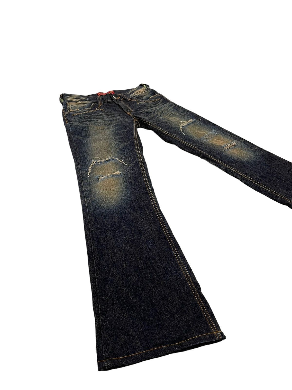 Japanese Brand Flare Jeans Edwin Japan Distress Boot Cut 7🟦3 Size US 31 - 1 Thumbnail