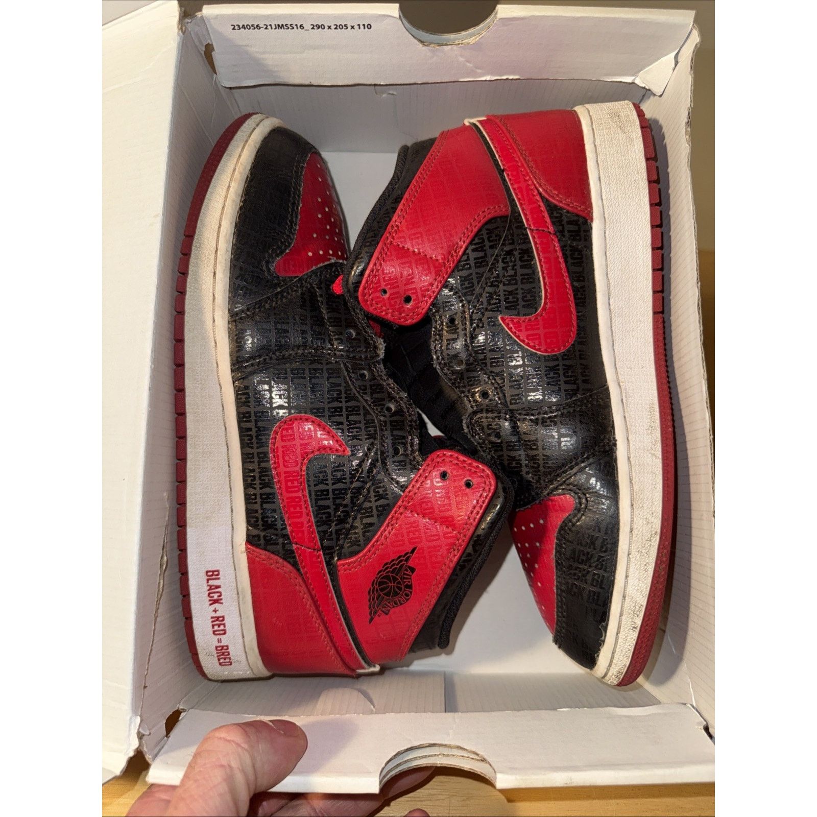 Jordan Brand Nike Air Jordan 1 Mid SS "BRED TEXT" Bred DM9650-001 Size US 6.5 / IT 36.5 - 10 Thumbnail