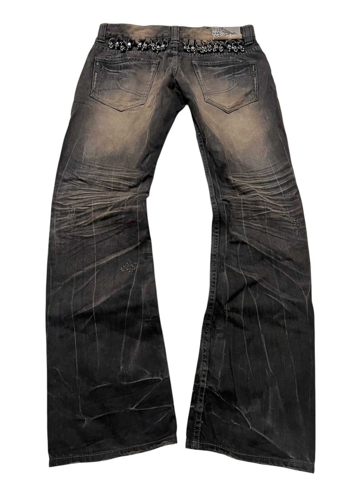 If Six Was Nine Semantic Mudwash skull distressed denim pants Size US 32 / EU 48 - 1 Thumbnail