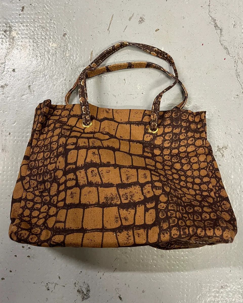 Roberto Cavalli Roberto Cavalli Tan Jacquard Crocodile Print Handle Bag Size ONE SIZE - 1 Thumbnail