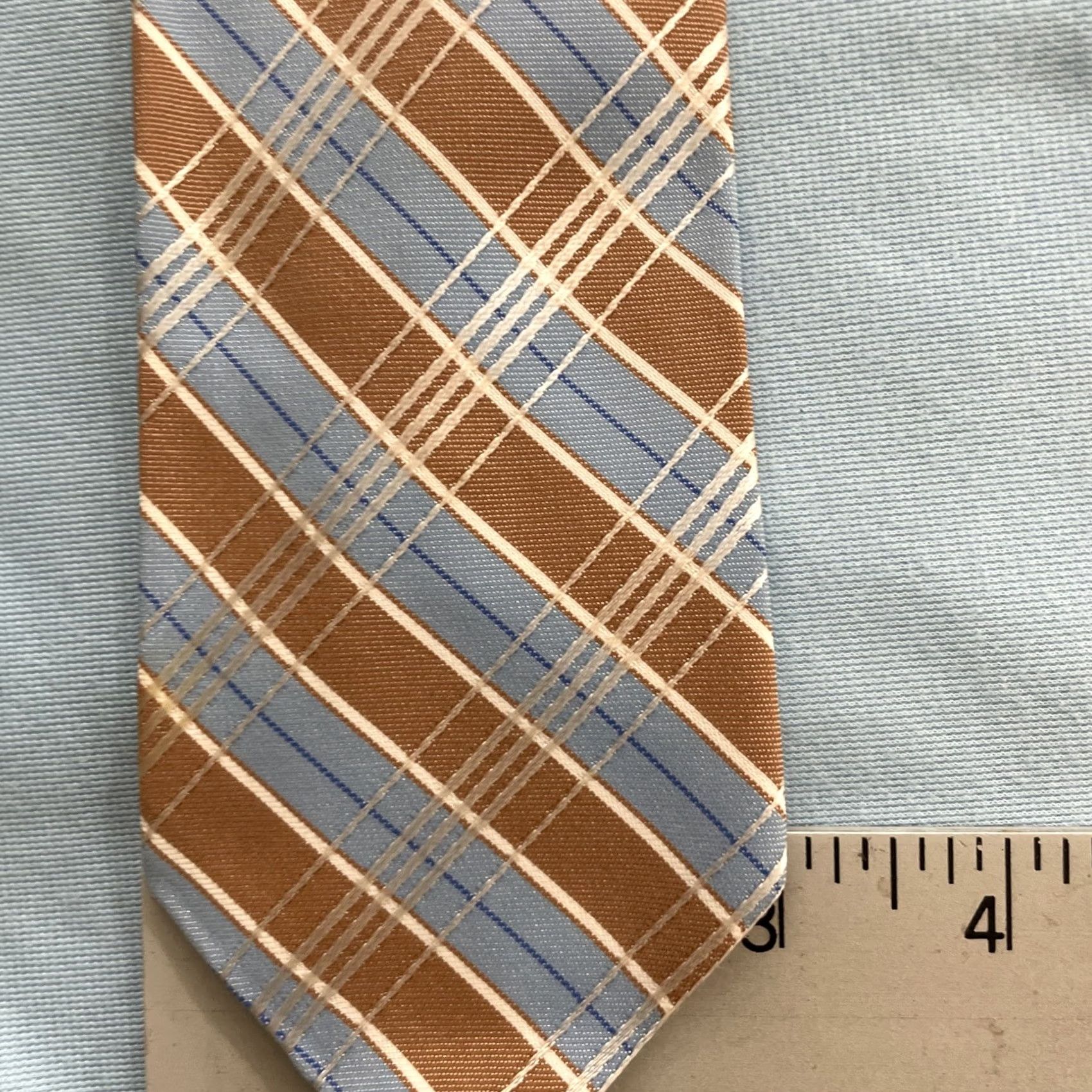 MCM VINTAGE Necktie 60s Plaid Repp Stripe Blue Rust Brown Poly Rayon MCM Exec 3x55 Capsule Tie Men Size ONE SIZE - 5 Thumbnail