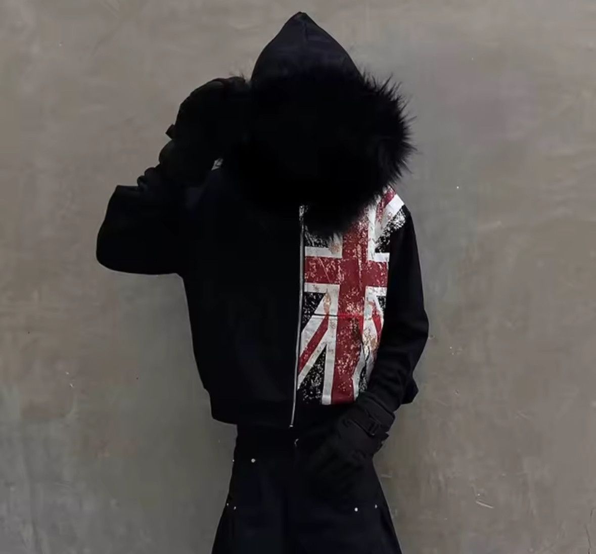 Other Fashion Punk Y2K Retro Ins Fur Collar Zipper Hoodies Size US XL / EU 56 / 4 - 4 Thumbnail