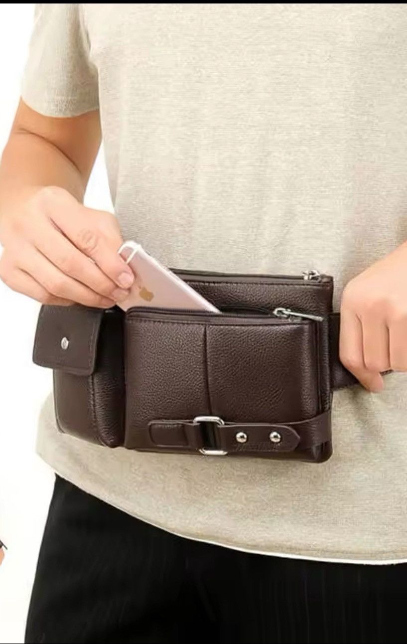Japanese Brand × Vintage Multi Pocket Fanny Pack PU Leather Waist Bag Size ONE SIZE - 1 Thumbnail