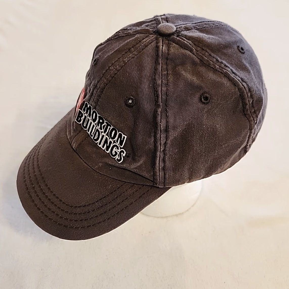 Vintage MORTON BUILDINGS Hat Gray Strap Back Cap Barn Construction Machine Shed Farm Adjustable Cotton Baseball Cap Men Size ONE SIZE - 5 Thumbnail