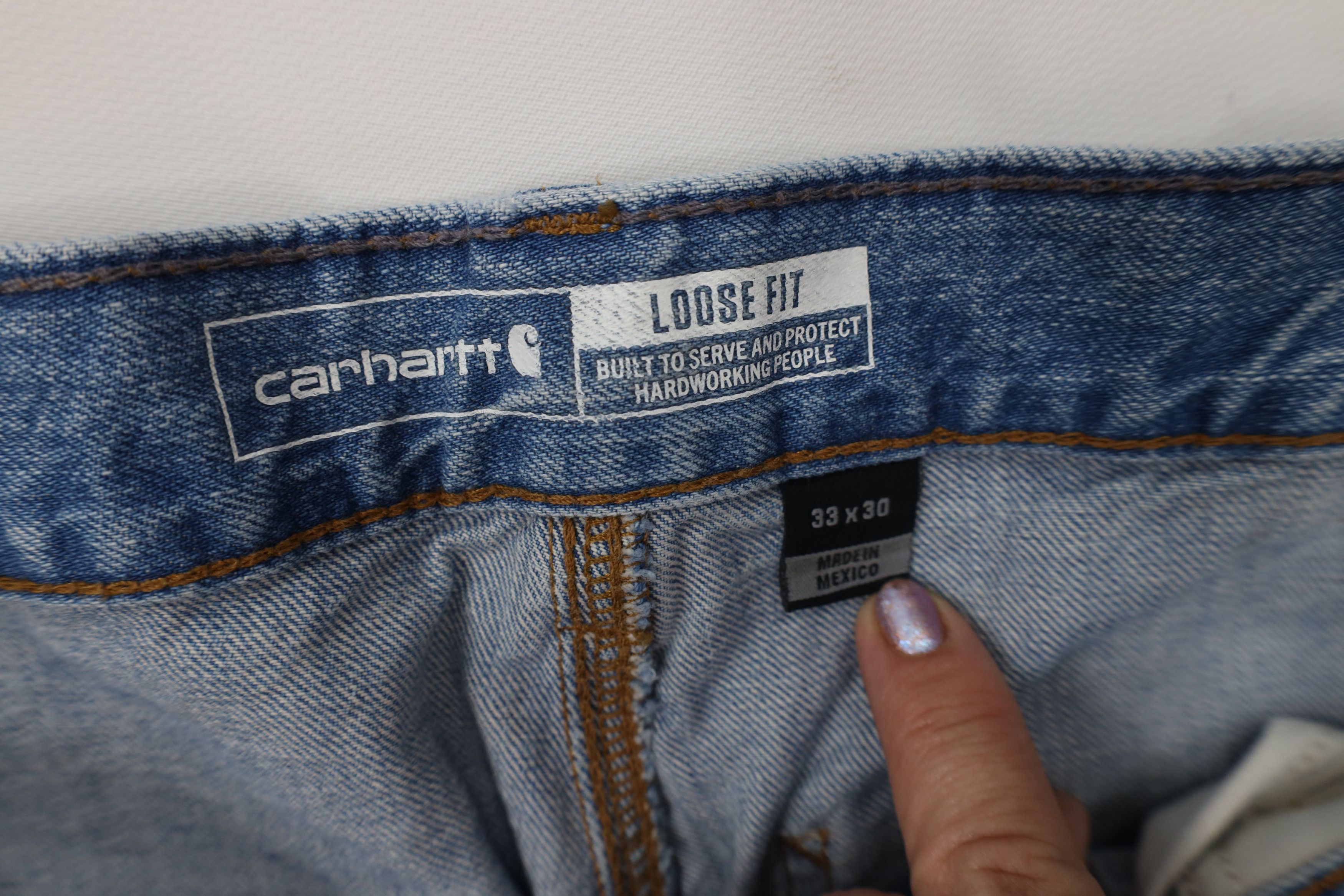 Carhartt Vintage Y2K Carhartt Spell Loose Fit Denim Jeans Blue Cotton Size US 33 - 8 Thumbnail