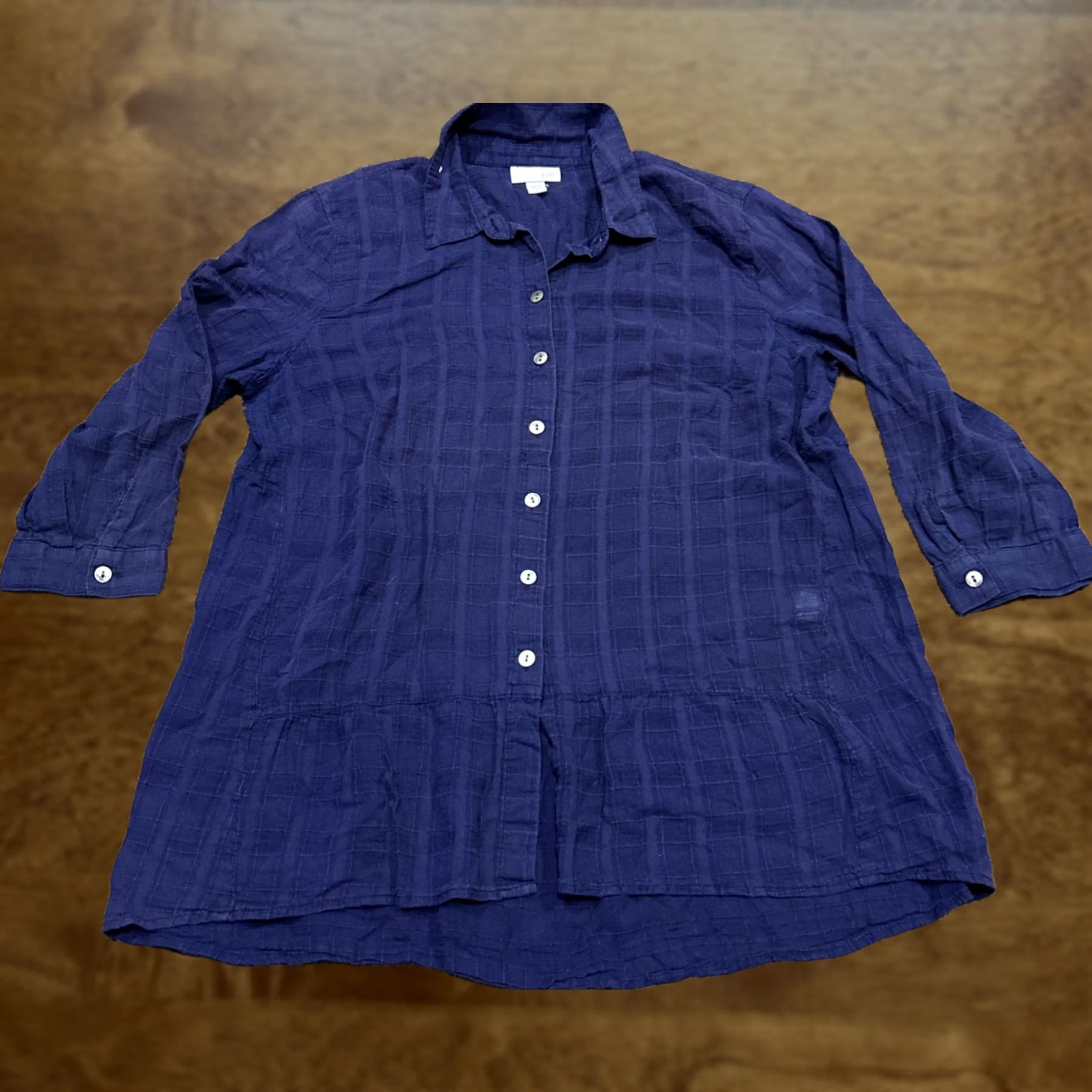 J. Jill J Jill Womens S Petite Sheer Button Up Short 3/4 Sleeve A7 Size 28" / US 6 / IT 42 - 1 Thumbnail