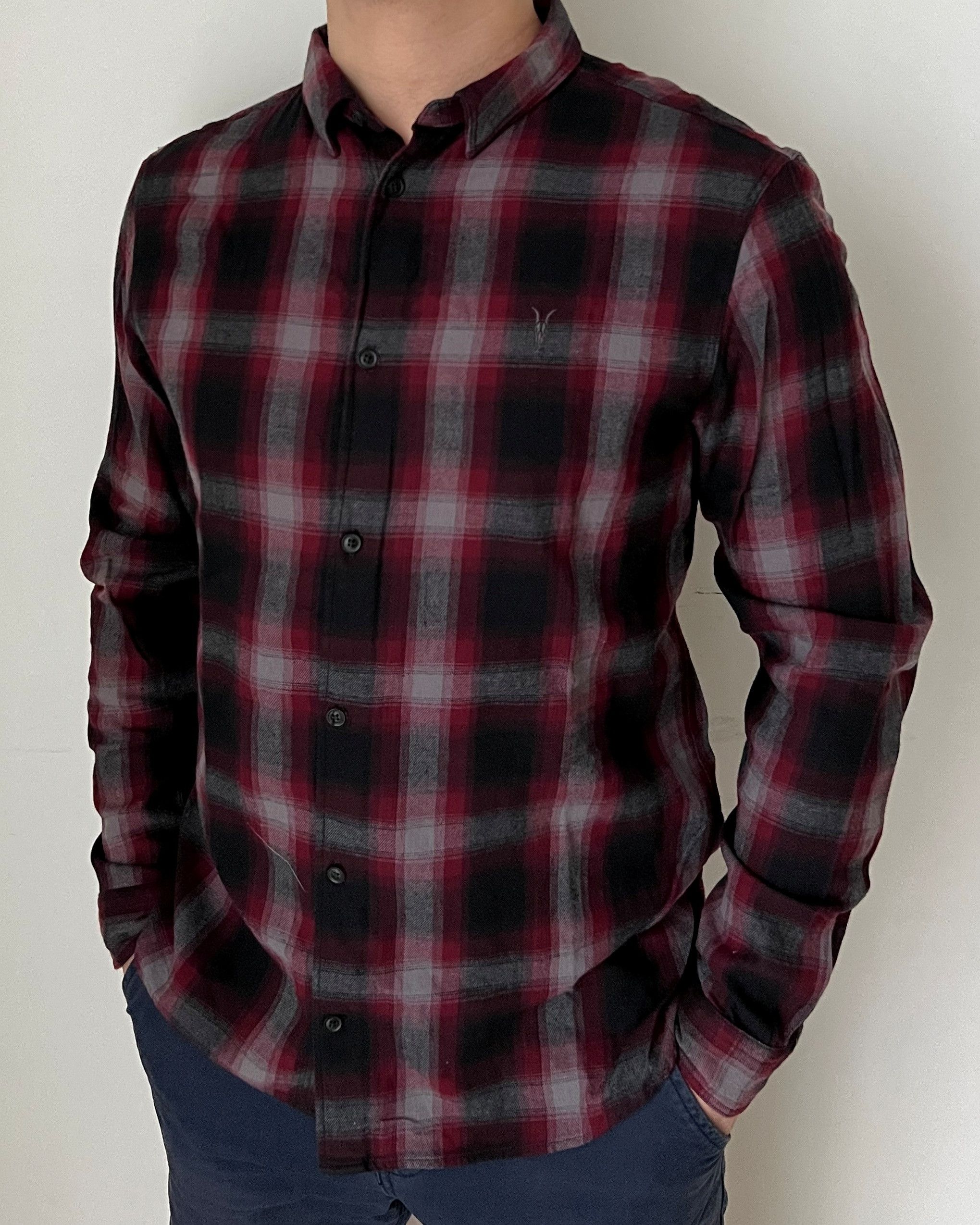 Allsaints × Flannel ALL SAINTS DIEFFEN LONG SLEEVE CHECK FLANNEL SHIRT MEN’S M/L Size US M / EU 48-50 / 2 - 2 Thumbnail