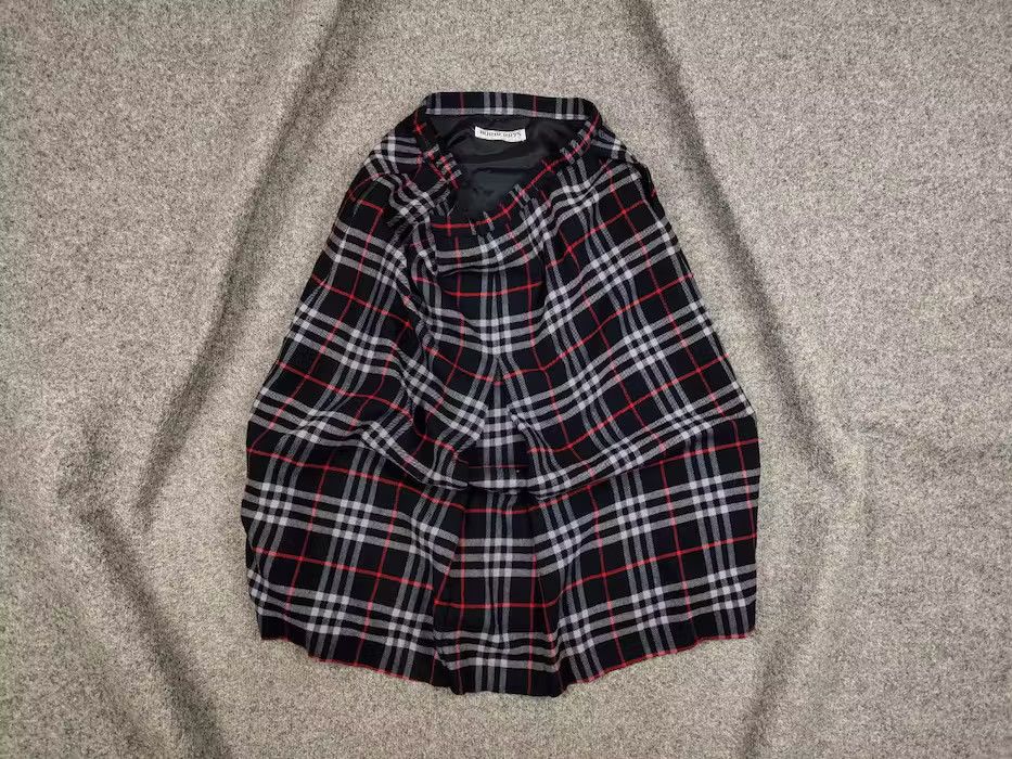 image of Vintage 90's Burberry Of London Check Blue Wool Long Skirt in Navy Blue, Women's (Size 36)