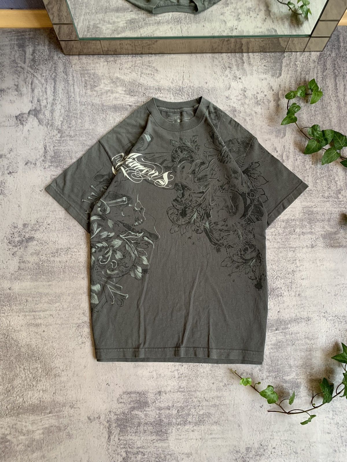 Vintage Infamous Grey Graphic Skull Cotton T-Shirt Men's L Size US L / EU 52-54 / 3 - 1 Thumbnail