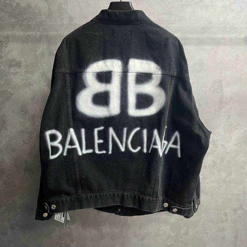 Black Graffiti Denim Jacket by Balenciaga-2506